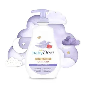 Baby Dove Calming Moisture Sensitive Skin Night Time Wash, 3 Pack Hypoallergenic and Tear-Free Bath Wash