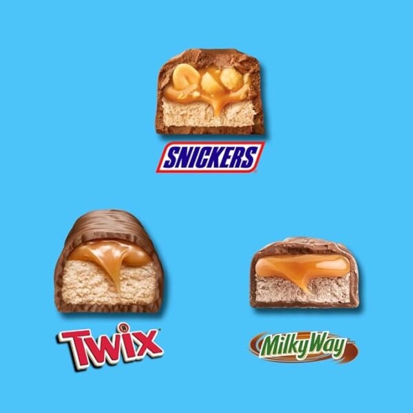 SNICKERS, TWIX, & MILKY WAY Minis Chocolate Candy Bars Variety Pack, 150 Ct Bulk Bag - Image 3
