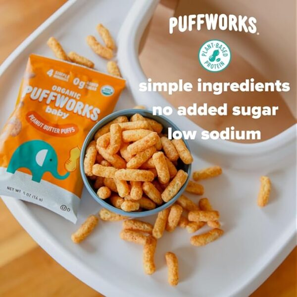 Puffworks Baby Organic Peanut Butter Puffs, Perfect for Early Peanut Introduction - Image 2