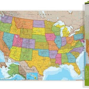 Waypoint Geographic Blue Ocean Series USA Wall Map, Laminated Wall Map Poster, Educational Wall Art For Home, Classroom, or Office, Unique Gifts, 24” H x 36” W
