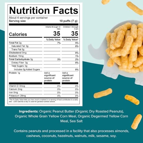 Puffworks Baby Organic Peanut Butter Puffs, Perfect for Early Peanut Introduction - Image 4