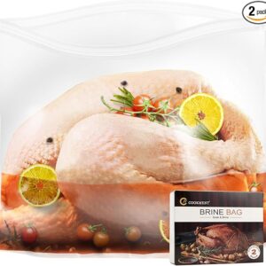 Brining Bags for Turkey, 2 Packs Extra Large Turkey Brine Bag with 2 Cotton Strings, Thickened Double Zip-lock Seal Brine Bags for Turkey