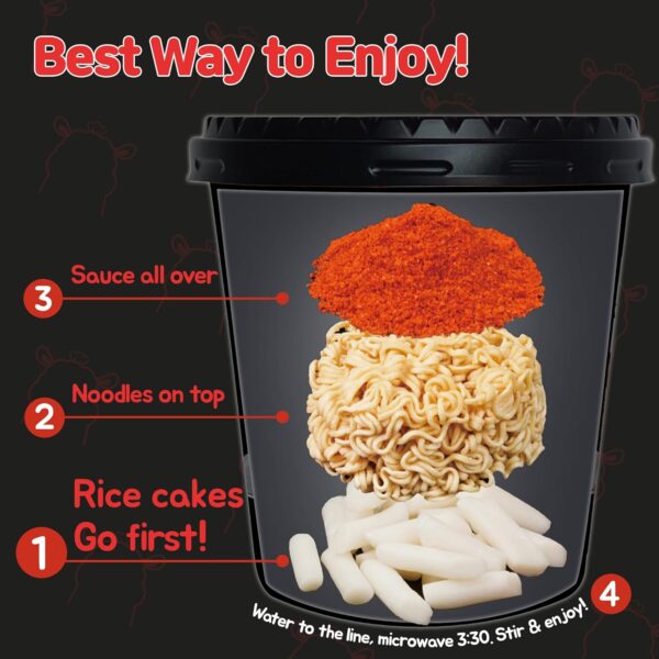 KINIKORA Premium Instant Rabokki Cup - Original Flavor, 2 Cups, Korean Ramen & Tteokbokki, Quick and Easy Street Food - Image 4