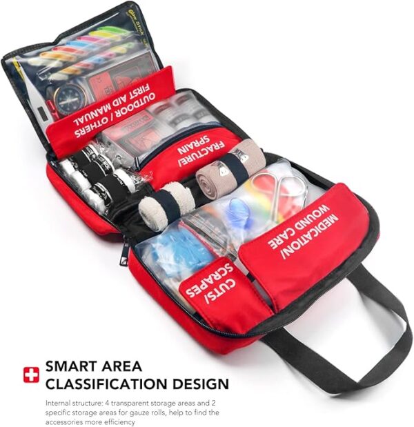 Premium Waterproof Compact Trauma Medical Kits for Any Emergencies, Ideal for Home, Office, Car, Travel, Outdoor, Camping, Hiking, Boating (Red) - Image 4