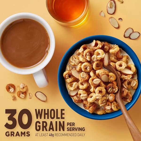 Cheerios Oat Crunch Almond Breakfast Cereal, Made with Whole Grain, Large Size, 18.2 oz - Image 2