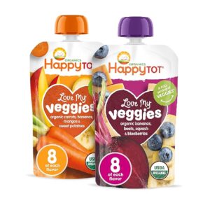 Happy Tot Organics Stage 4 , Love My Veggies, Fruit & Veggie Puree, Variety Pack
