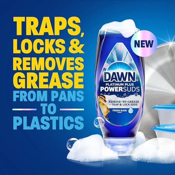 Dawn Platinum Plus PowerSuds Liquid Dish Soap, 51.5 oz. Refill - Image 4