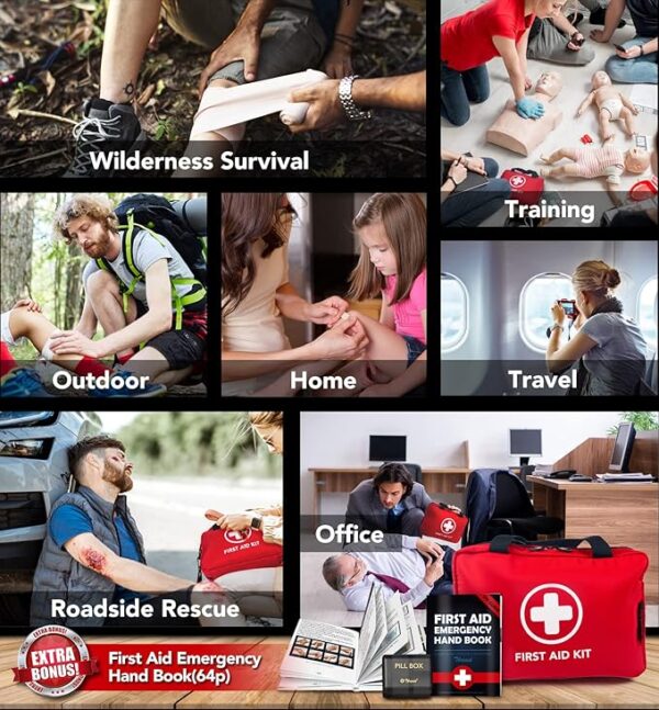 Premium Waterproof Compact Trauma Medical Kits for Any Emergencies, Ideal for Home, Office, Car, Travel, Outdoor, Camping, Hiking, Boating (Red) - Image 2