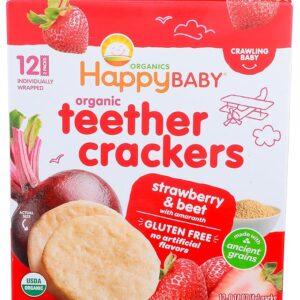 Happy Baby Organics Organic Teether Crackers Gluten Free Strawberry & Beet with Amaranth