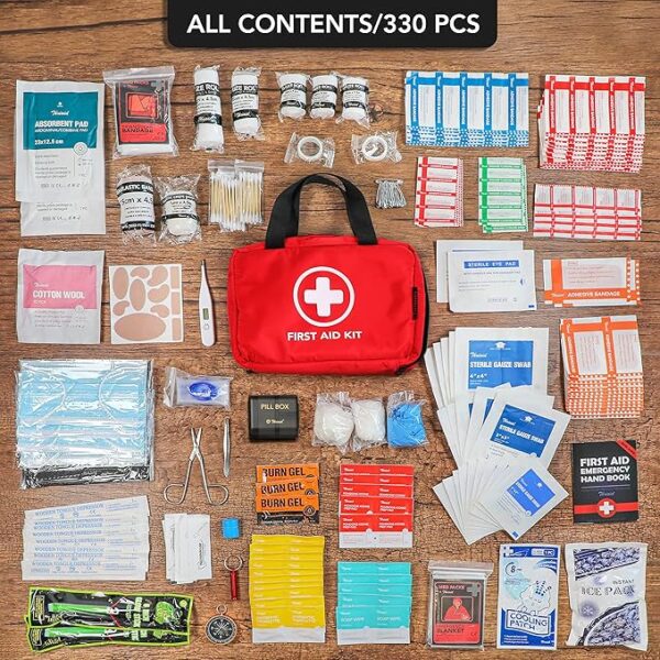 Premium Waterproof Compact Trauma Medical Kits for Any Emergencies, Ideal for Home, Office, Car, Travel, Outdoor, Camping, Hiking, Boating (Red) - Image 3