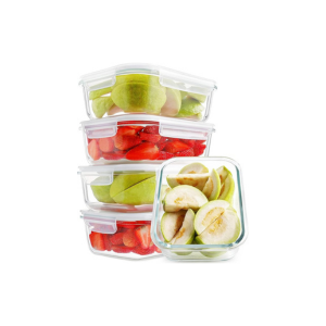 HOMBERKING Large Glass Meal Prep Containers, 5 Sets 35oz | 4.5cups, Food Storage With Lids