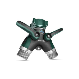 2WAYZ Hose Splitter 2 Way Heavy Duty Outdoor Faucet and Garden Connector - Water Spigot Splitter - Durable All-Metal Y Adapter with Shut-Off Valve